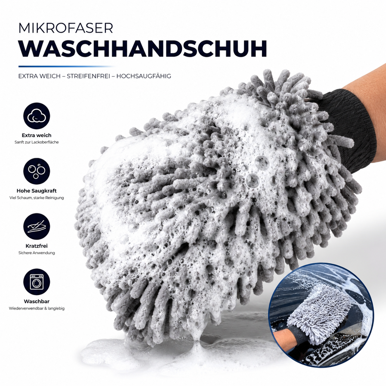 Mikrofaser-Waschhandschuh Autolack 2 für 1